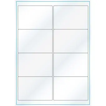 A4-8, Gloss, 8 stansade etiketter/ark, 99,1 x 67,7 mm, vit/gloss, 100 ark - Etiketter på A-4 ark, vit blank