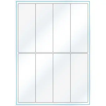 A4-8 smal, Gloss, 8 stansade etiketter/ark, 50,0 x 140,0 mm, vit/gloss, 100 ark - Etiketter på A-4 ark, vit blank