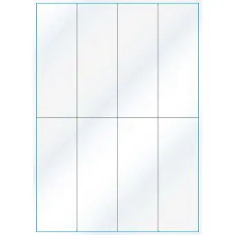 A4-8-smal slids, Gloss, 8 stansade etiketter/ark, 52,5 x 147,6 mm, vit/gloss 100 ark - Etiketter på A-4 ark, vit blank