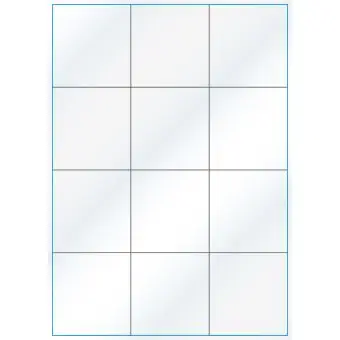 A4-12 slids, Gloss, 12 stansade etiketter/ark, 70,0 x 73,8 mm, vit/gloss 100 ark - Etiketter på A-4 ark, vit blank