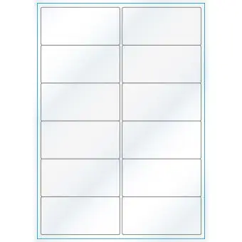 A4-12 smal, Gloss, 12 stansade etiketter/ark, 99,1 x 47,5 mm, vit/gloss, 100 ark - Etiketter på A-4 ark, vit blank