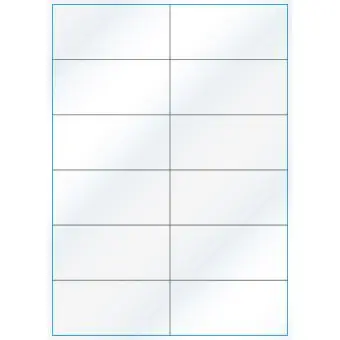 A4-12-smal slids, Gloss, 12 stansade etiketter/ark, 105,0 x 49,2 mm, vit/gloss 100 ark - Etiketter på A-4 ark, vit blank