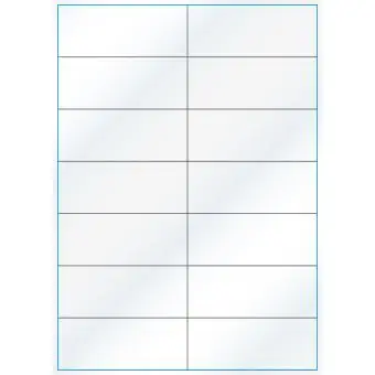 A4-14 slids, Gloss, 14 stansade etiketter/ark, 105,0 x 42,2 mm, vit/gloss 100 ark - Etiketter på A-4 ark, vit blank