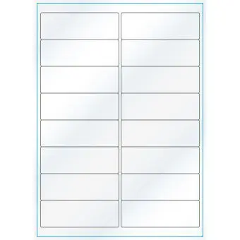 A4-16, Gloss, 16 stansade etiketter/ark, 99,1 x 33,9 mm, vit/gloss, 100 ark - Etiketter på A-4 ark, vit blank