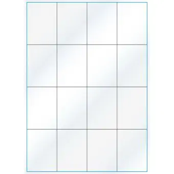 A4-16 slids, Gloss, 16 stansade etiketter/ark, 52,5 x 73,8 mm, vit/gloss 100 ark - Etiketter på A-4 ark, vit blank