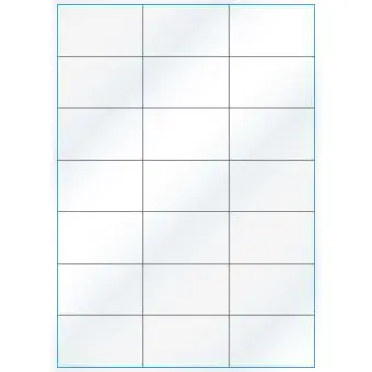 A4-21 slids, Gloss, 21 stansade etiketter/ark, 70,0 x 42,2 mm, vit/gloss 100 ark - Etiketter på A-4 ark, vit blank