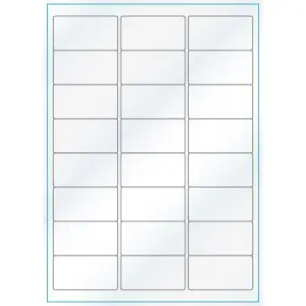 A4-24, Gloss, 24 stansade etiketter/ark, 64,0 x 33,9 mm, vit/gloss, 100 ark - Etiketter på A-4 ark, vit blank
