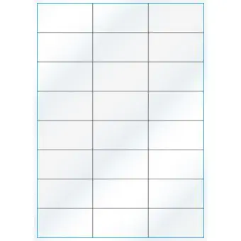 A4-24 slids, Gloss, 24 stansade etiketter/ark, 70,0 x 36,9 mm, vit/gloss 100 ark - Etiketter på A-4 ark, vit blank