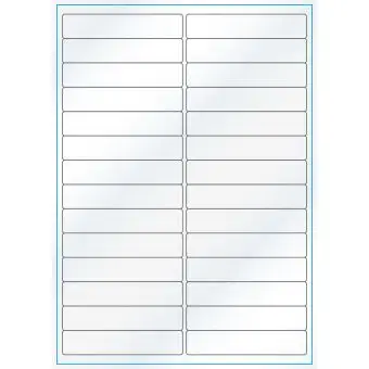 A4-28, Gloss, 28 stansade etiketter/ark, 99,0 x 20,0 mm, vit/gloss, 100 ark - Etiketter på A-4 ark, vit blank