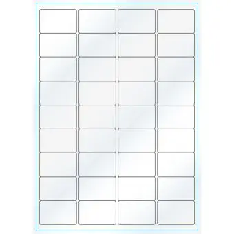 A4-36, Gloss, 36 stansade etiketter/ark, 48,0 x 31,0 mm, vit/gloss, 100 ark - Etiketter på A-4 ark, vit blank