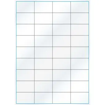 A4-36 slids, Gloss, 36 stansade etiketter/ark, 52,5 x 32,8 mm, vit/gloss 100 ark - Etiketter på A-4 ark, vit blank