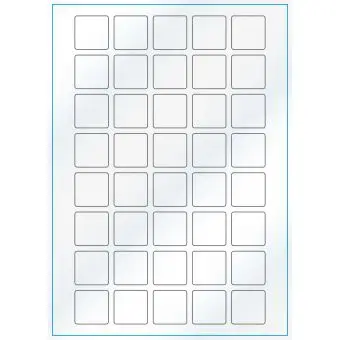 A4-40 kvad.,Gloss, 40 stansade etiketter/ark, 30,0 x 30,0 mm, vit/gloss, 100 ark - Etiketter på A-4 ark, vit blank