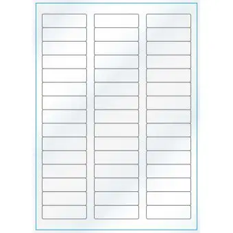 A4-45, Gloss, 45 stansade etiketter/ark, 58,0 x 17,8 mm, vit/gloss, 100 ark - Etiketter på A-4 ark, vit blank