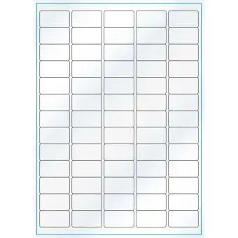 A4-65, Gloss, 65 stansade etiketter/ark, 38,1 x 21,2 mm, vit/gloss, 100 ark - Etiketter på A-4 ark, vit blank
