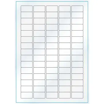 A4-75, Gloss, 75 stansade etiketter/ark, 34,0 x 18,0 mm, vit/gloss, 100 ark - Etiketter på A-4 ark, vit blank
