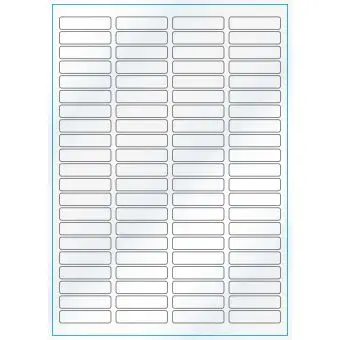A4-84, Gloss, 84 stansade etiketter/ark, 46,0 x 11,1 mm, vit/gloss, 100 ark - Etiketter på A-4 ark, vit blank