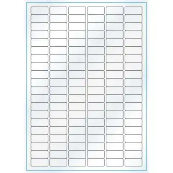 A4-120, Gloss, 120 stansade etiketter/ark, 30,0 x 14,0 mm, vit/gloss, 100 ark - Etiketter på A-4 ark, vit blank