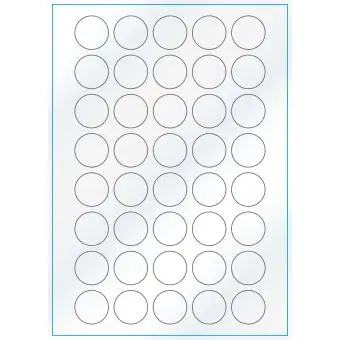 A4-Ø30, Gloss, 40 stansade etiketter/ark, Ø30 mm, vit/gloss, 100 ark - Etiketter på A-4 ark, vit blank