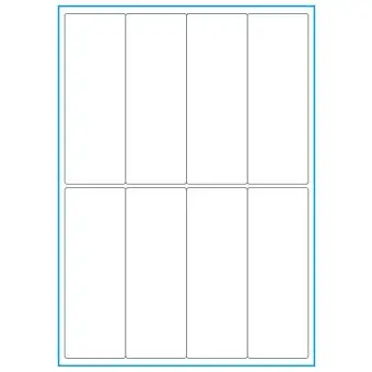 A4-etiketter,  A4-8 smal stansade etiketter/ark, 50,0 x 140,0 mm, heavy duty, 50 ark - Etiketter på A-4 ark, heavy duty