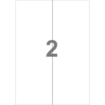 A4-2 Lång slids, 2 Stansade etiketter/ark, 105,0 x 295,3 mm, vit matt, permanent lim, 100 ark - Transportetiketter til frakt