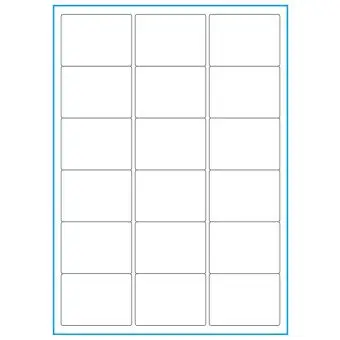 A4-etiketter, 18 stansade etiketter/ark, 63,5 x 46,6 mm, heavy duty, 50 ark - Etiketter på A-4 ark, heavy duty