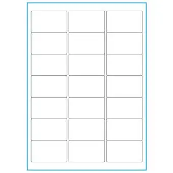 A4-etiketter, 21 stansade etiketter/ark, 63,5 x 38,1 mm, heavy duty, 50 ark - Etiketter på A-4 ark, heavy duty