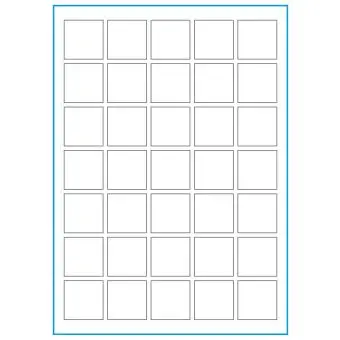 A4-etiketter, 35 stansade etiketter/ark, 35,0 x 35,0 mm, heavy duty, 50 ark - Etiketter på A-4 ark, heavy duty
