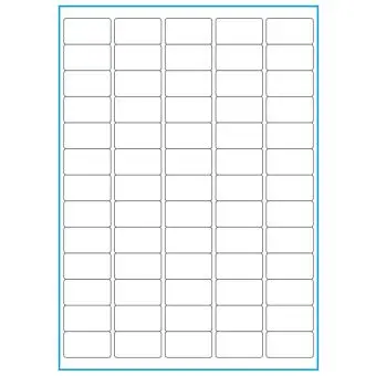 A4-etiketter, 65 stansade etiketter/ark, 38,1 x 21,2 mm, heavy duty, 50 ark - Etiketter på A-4 ark, heavy duty