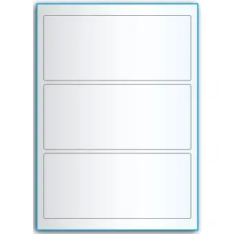 A4-etiketter, 3 stansade etiketter/ark, 198,0 x 85,0 mm, transparent, 50 ark - Etiketter på A-4 ark, transparent