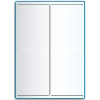 A4-etiketter, 4 stansade etiketter/ark, 99,1 x 139,0 mm, transparent, 50 ark - Etiketter på A-4 ark, transparent