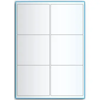 A4-etiketter, 6 stansade etiketter/ark, 99,1 x 93,1 mm, transparent, 50 ark - Etiketter på A-4 ark, transparent
