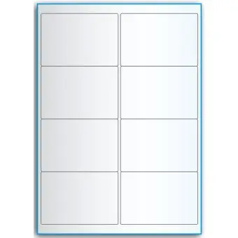 A4-etiketter, 8 stansade etiketter/ark, 99,1 x 67,7 mm, transparent, 50 ark - Etiketter på A-4 ark, transparent
