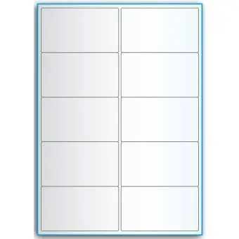 A4-etiketter, 10 stansade etiketter/ark, 99,1 x 57,0 mm, transparent, 50 ark - Etiketter på A-4 ark, transparent