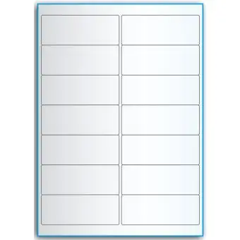A4-etiketter, 14 stansade etiketter/ark, 99,1 x 38,1 mm, transparent, 50 ark - Etiketter på A-4 ark, transparent