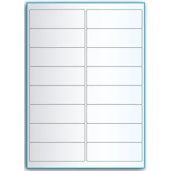 A4-etiketter, 16 stansade etiketter/ark, 99,1 x 33,9 mm, transparent, 50 ark - Etiketter på A-4 ark, transparent