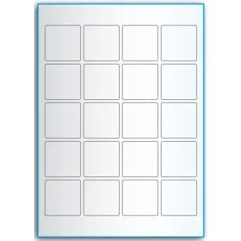 A4-etiketter, 20 stansade etiketter/ark, 45,0 x 45,0 mm, transparent, 50 ark - Etiketter på A-4 ark, transparent