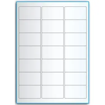 A4-etiketter, 21 stansade etiketter/ark, 63,5 x 38,1 mm, transparent, 50 ark - Etiketter på A-4 ark, transparent